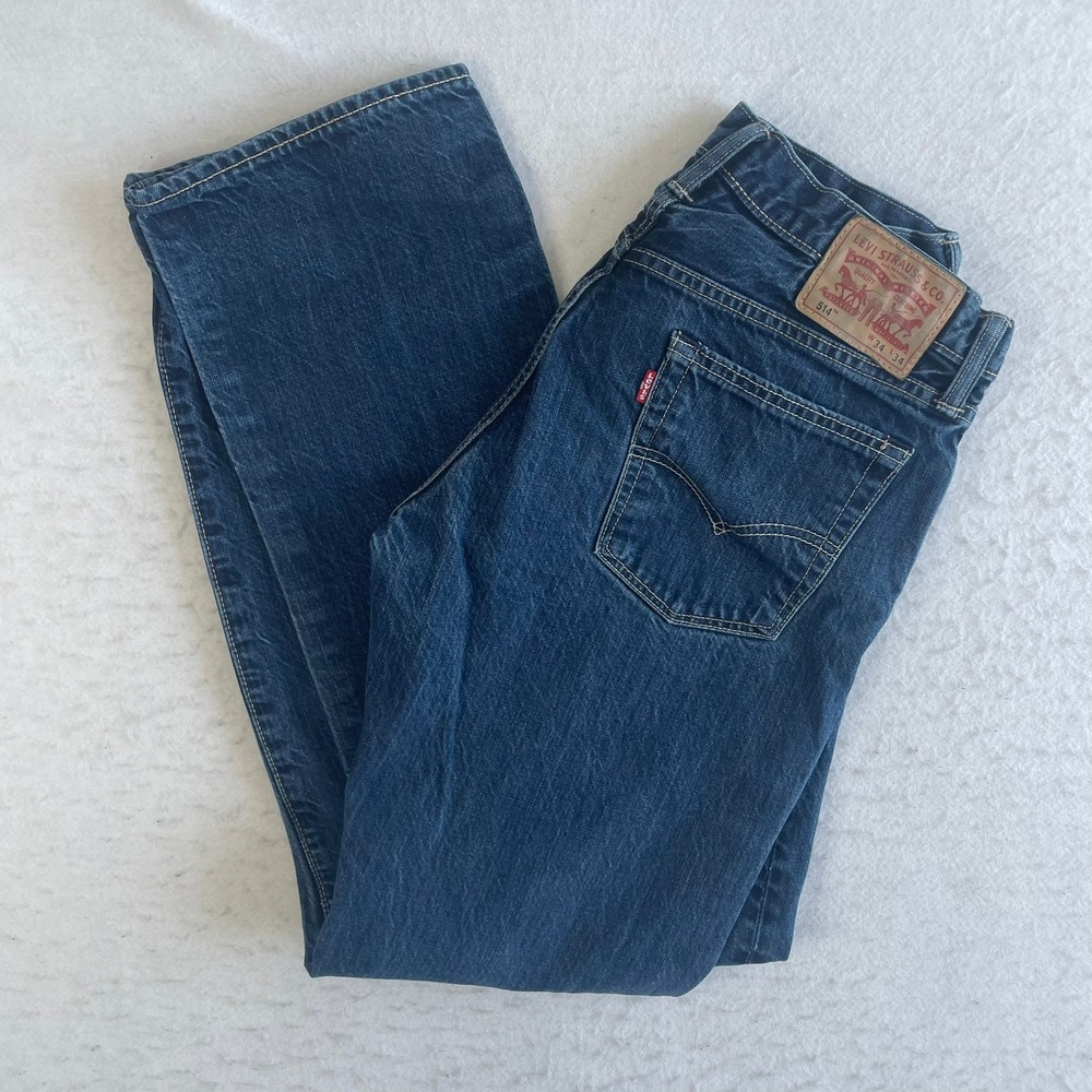 Levi's 514‎ Straight Leg Jeans Mens 34x34 Blue Denim Classic Fit Casual